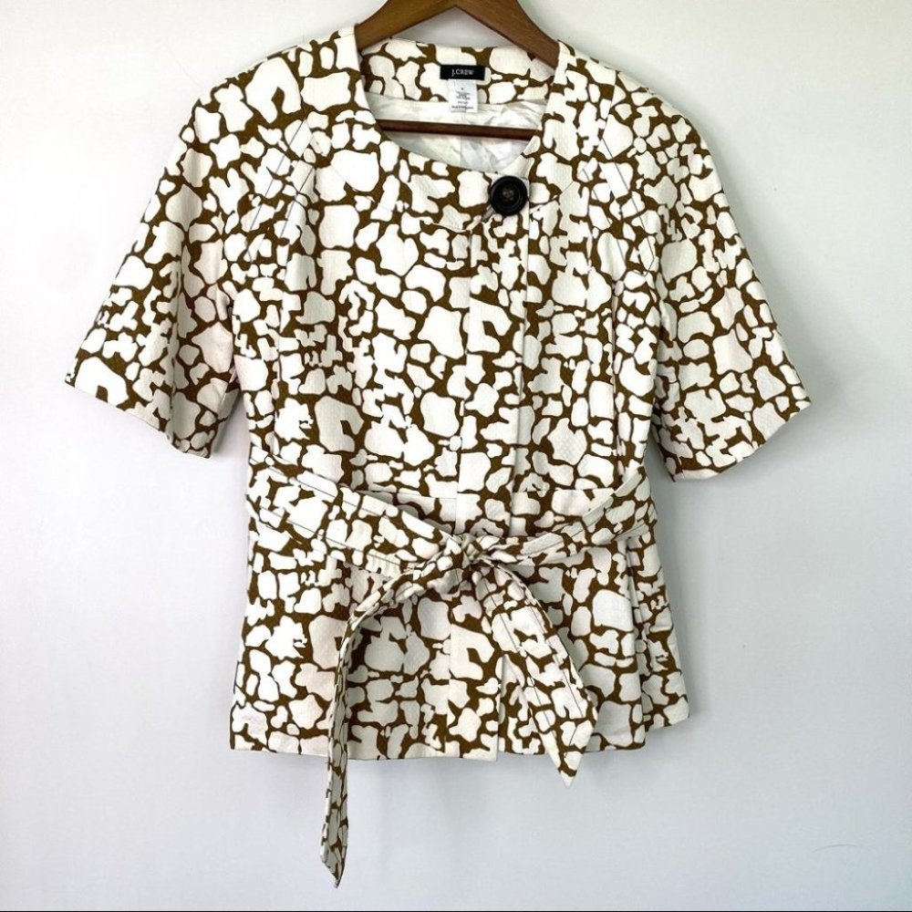 J. Crew Brown and White Patterned Blazer
